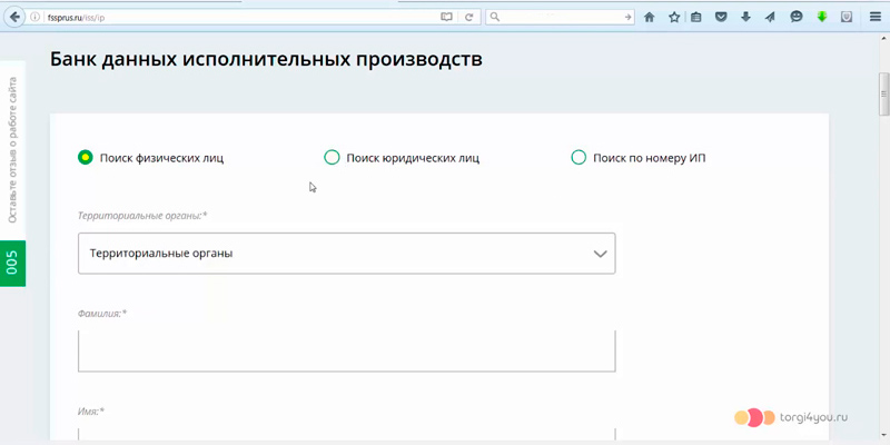 Банк данных исполнительных производств на сайте Федеральной Службы Судебных Приставов Банк данных исполнительных производств на сайте Федеральной Службы Судебных Приставов